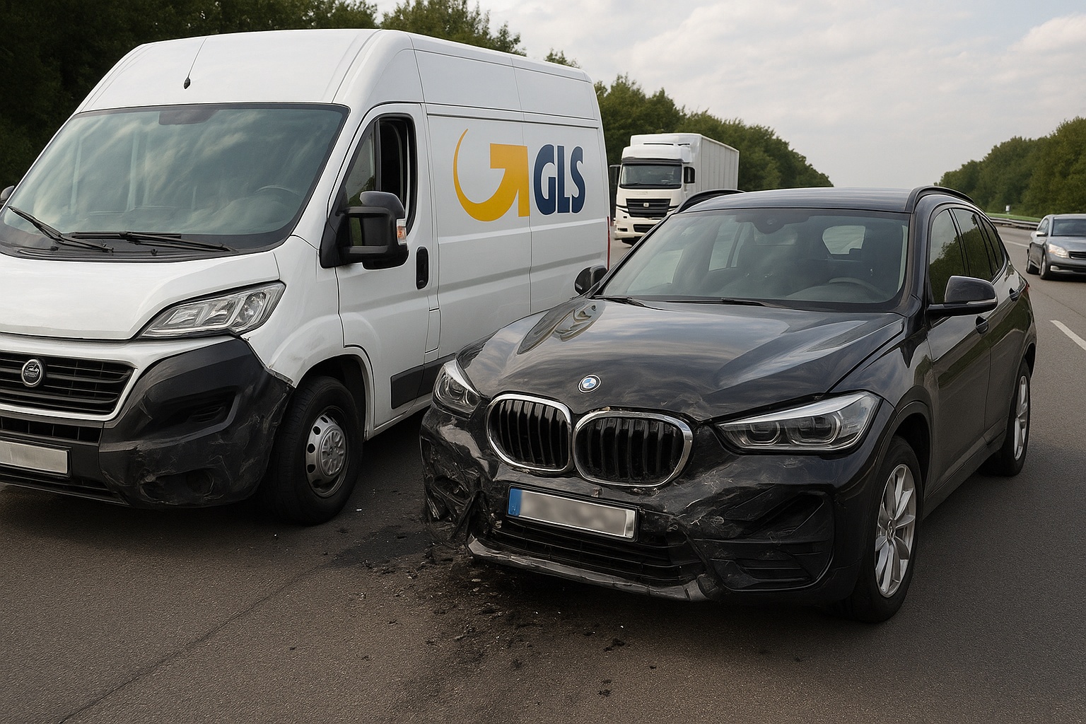incidenti corrieri, incidenti sul lavoro, scontro gls e bmw x1, furgone gls incidente, incidente gls, scontro gls, furgone gls, crash auto furgone, tamponamento gls, tamponamento furgone gls