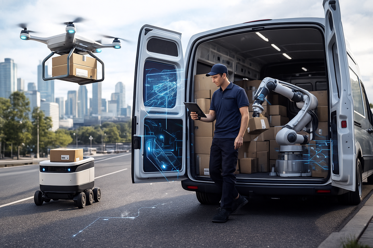 ia e corrieri, impatto dell'ia nelle consegne, droni consegnano pacchi, droni consegnatari, news mondo corrieri, robot nella logistica