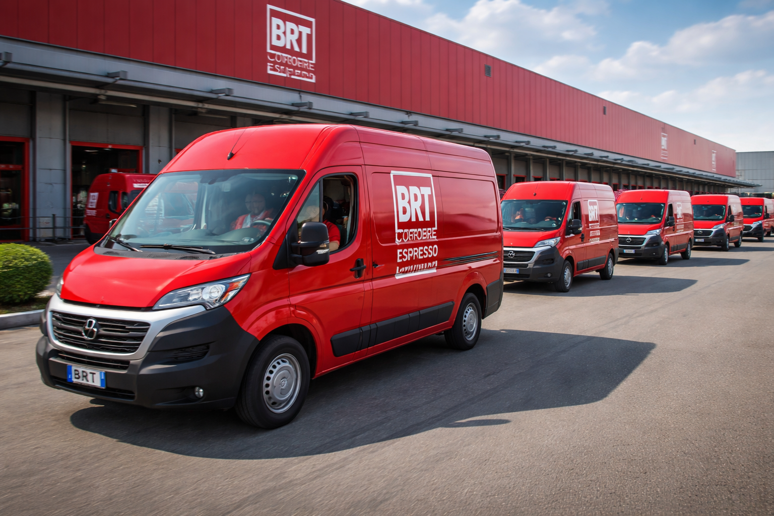schiera furgoni brt, corriere brt, corriere dpd, dpd, brt, bartolini, furgoni rossi, spedizione brt, spedire con brt, come funziona la spedizione con bartolini